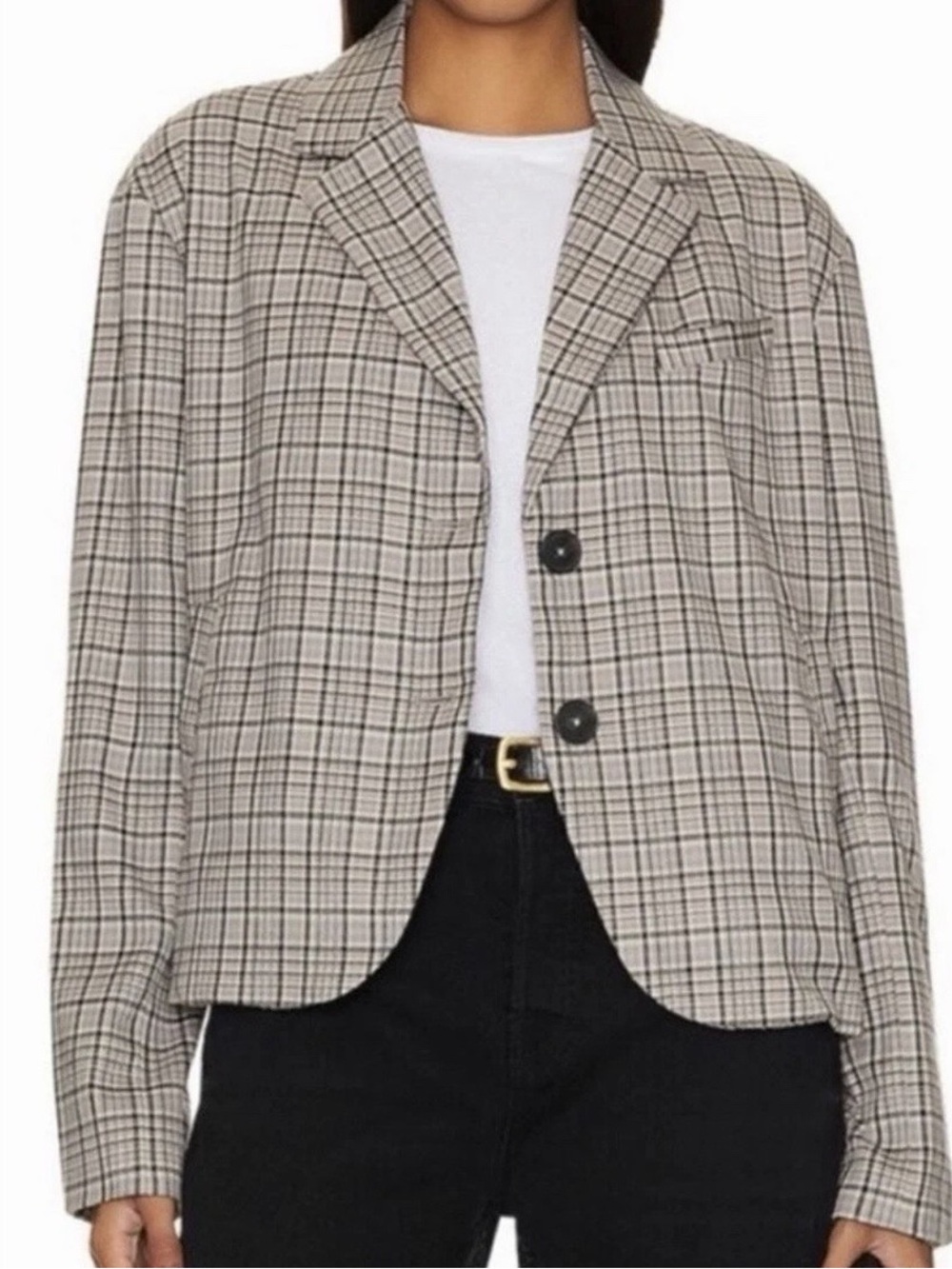 NWT Free People We the Free Cali Tartan Plaid Relaxed Blazer Jacket Coat Size M
